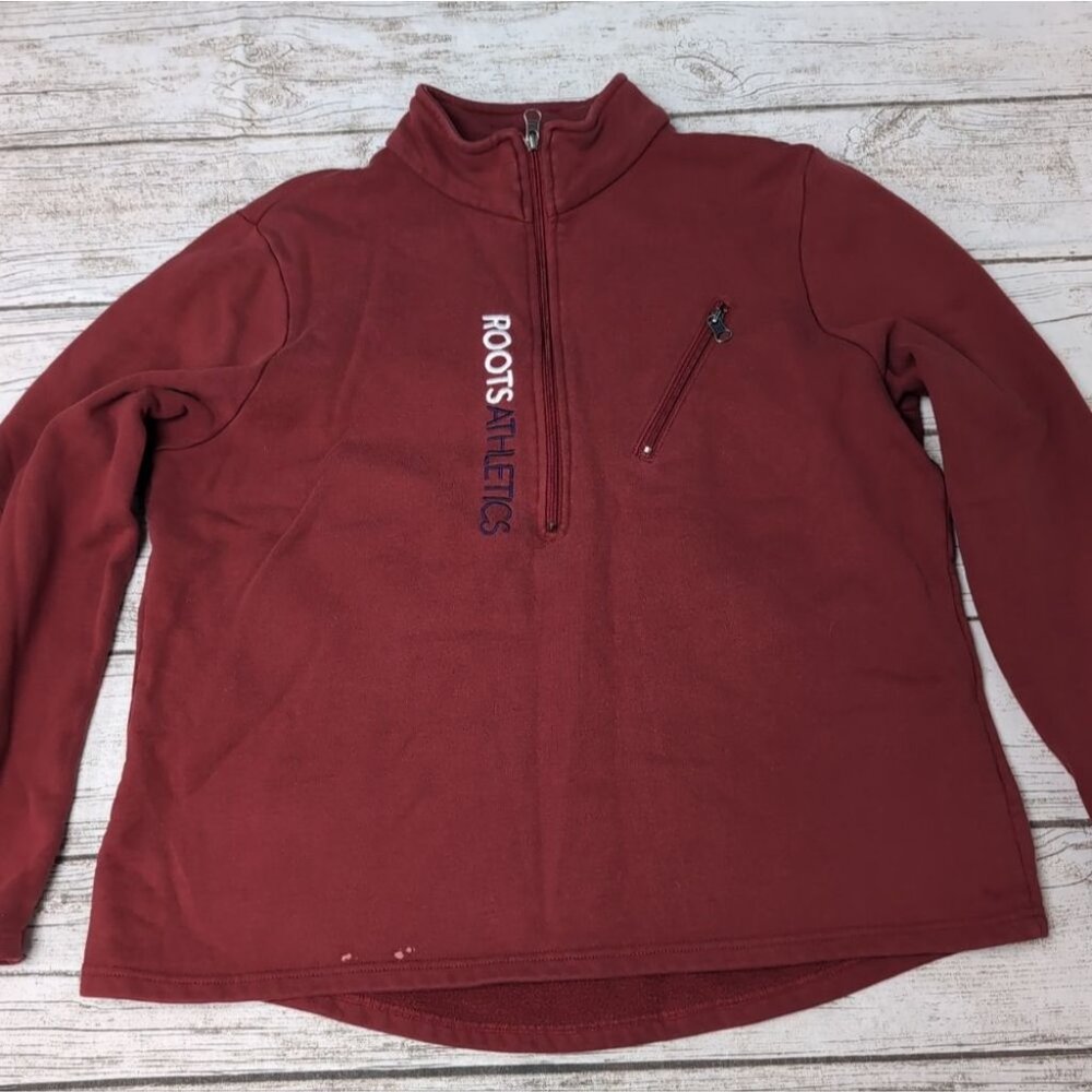 Vintage Roots Made In Canada Red Quarter Zip Sweater Women Large